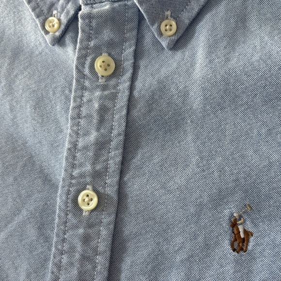 Ralph Lauren Kids Sky Blue Button-Down Shirt with collar and long sleeves NWOT - Picture 6 of 9